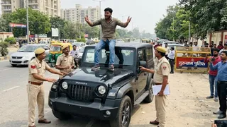 गुरुग्राम में बिना नंबर की थार जब्त (एआई जेनरेटेड इमेज )