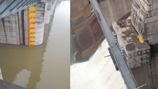 भारी बारिश से कनहर बांध का जलस्तर बढ़ा, सोनभद्र में फाटक खोलकर पानी छोड़ा गया।