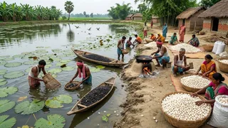 बिहार में मखाना की खेती (एआई जेनरेटेड तस्वीर)