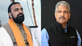 मुख्यमंत्री सम्राट चौधरी और उद्योगपति आनंद महिंद्रा