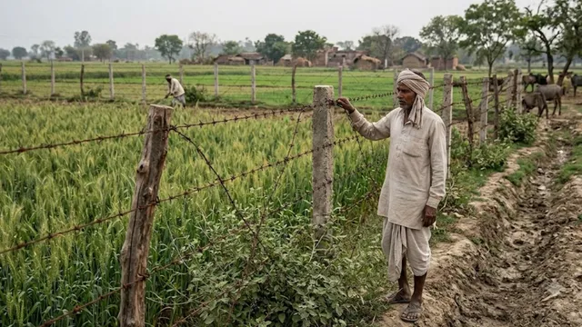 लखनऊ में तारों के जाल में कैद हो गया गांव का खेत खलिहान, हर खेत की बनी अपनी अलग सरहद
