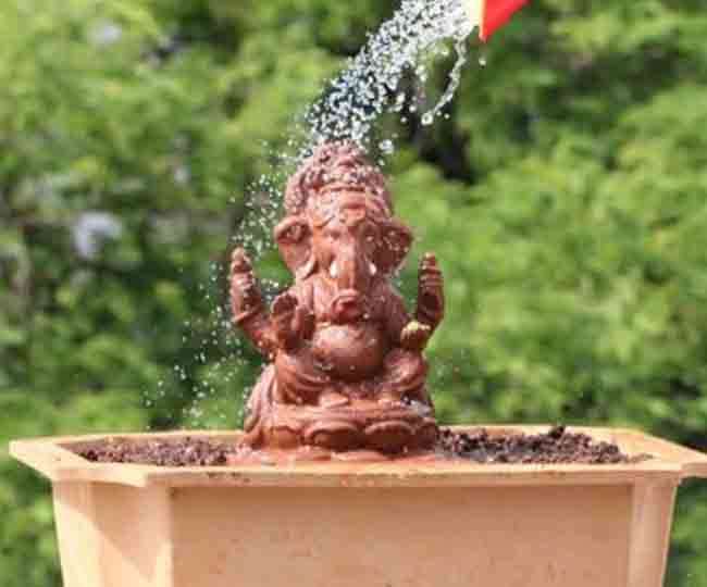 Lord ganesh visarjan in any pot at home