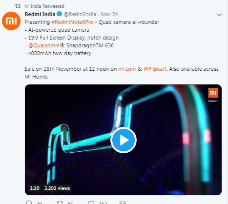 Redmi Note 6 Pro की फ्लैश सेल आज, Jio दे रहा है 2400 रुपये का कैशबैक ...