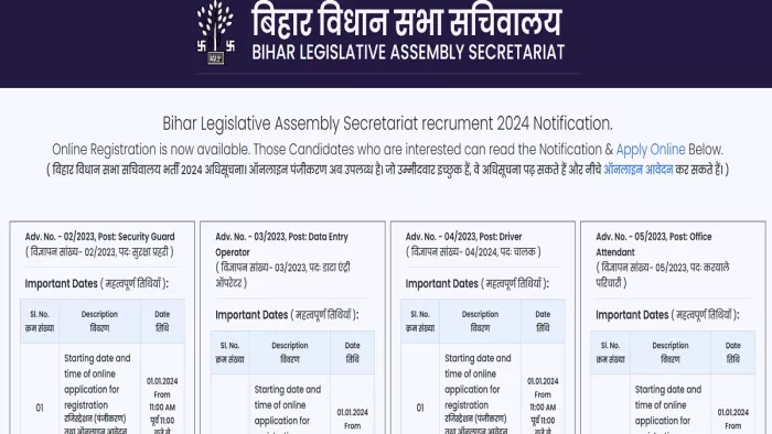 Bihar Vidhan Sabha Sachivalaya Recruitment 2024 के लिए यहां से करें आवेदन।