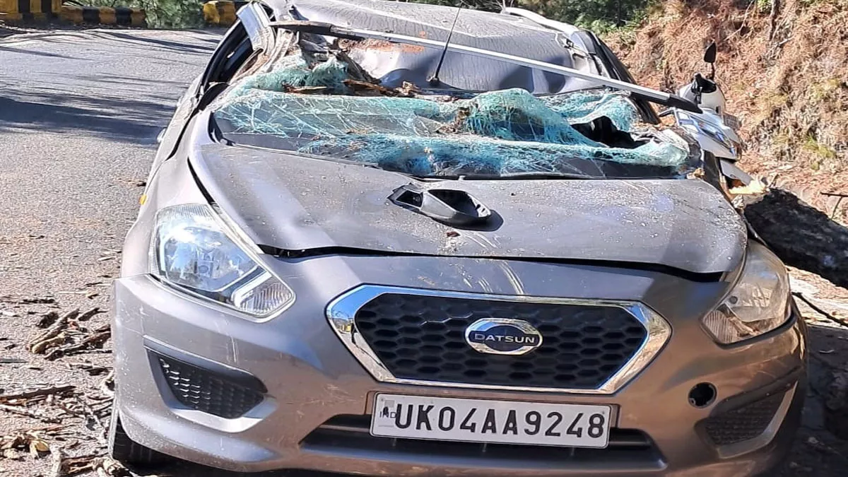 Nainital Accident: राहगीरों की सूचना पर पहुंची पुलिस ने सड़क से पेड़ हटवा कर जाम खुलवाया।