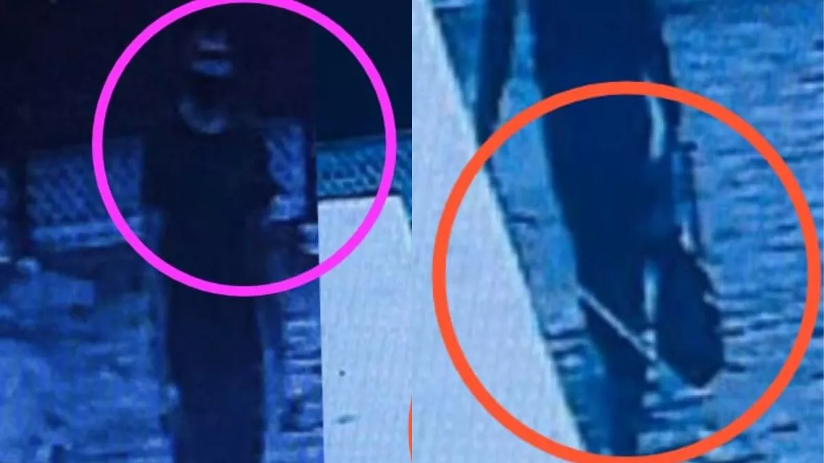 खाली हाथ आते और बैग लेकर जाते संदिग्ध का सीसीटीवी फुटेज