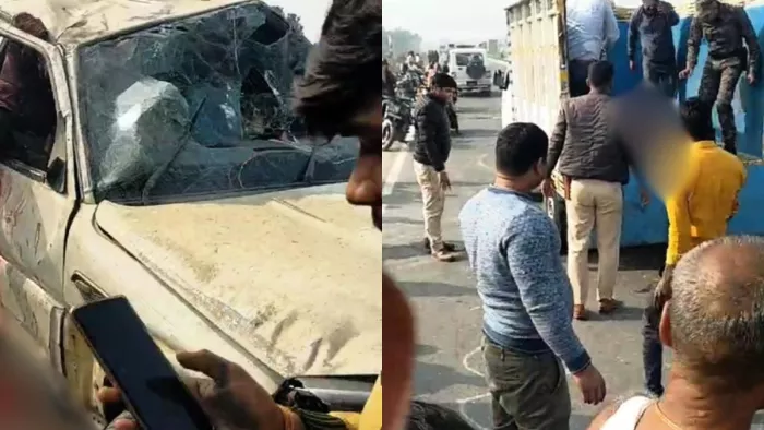 सड़क हादसे में स्कॉर्पियो सवार चार लोगों की मौत। (फोटो जागरण)