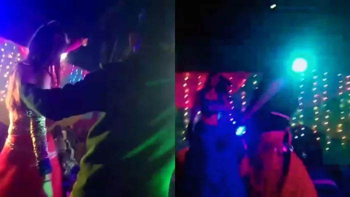 बार-बालाओं के साथ ठुमके लगाते लोग। (जागरण फोटो)