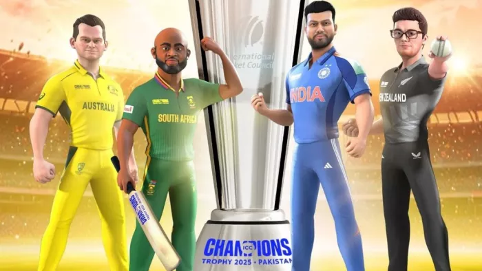चैंपियंस ट्रॉफी की चारों सेमीफाइनलिस्ट टीमों का नाम तय। फोटो- ICC
