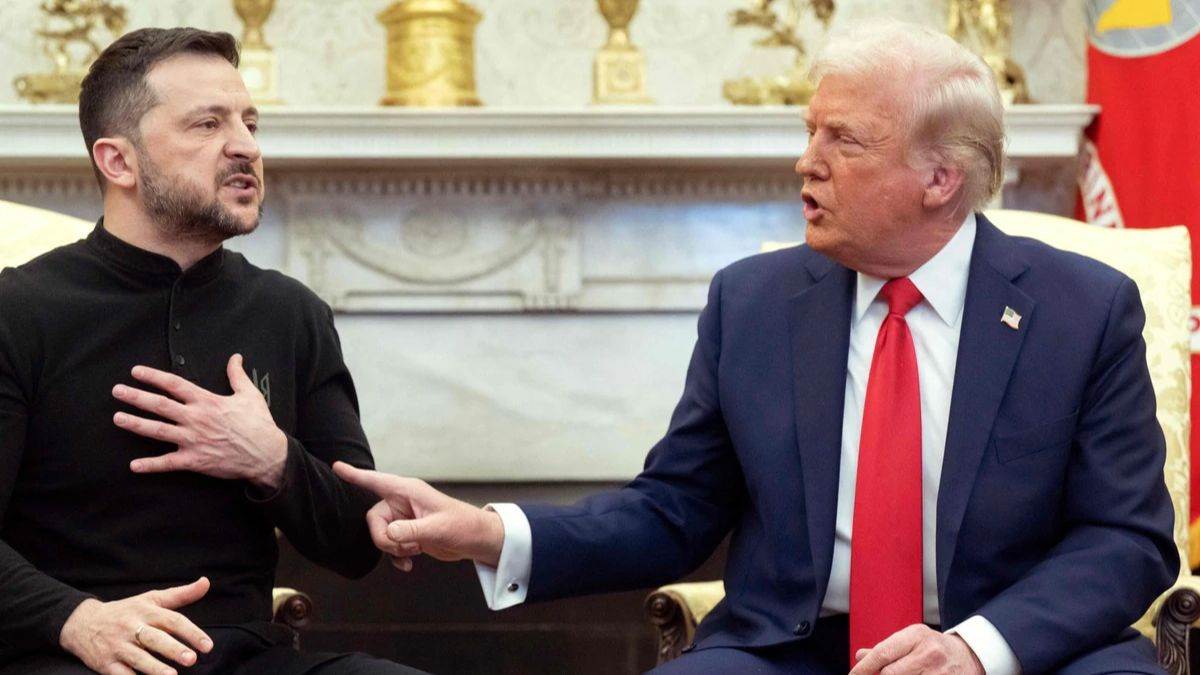 donald trump zelensky clash in press conference said what if bomb falls on your head on putin question