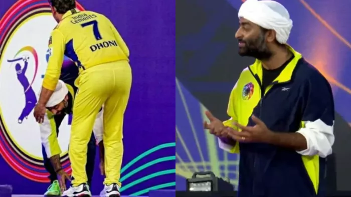 Arijit Singh Mahendra Singh Dhoni: अरिजीत सिंह को महेंद्र सिंह धोनी के पैर छुते हुए देखा जा सकता है।