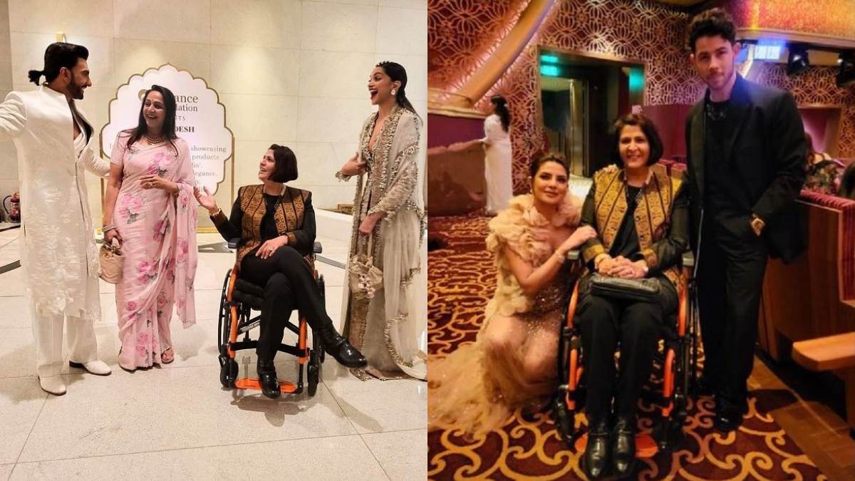 deepika padukone ranveer singh priyanka chopra and nick jonas seen chatting with paralympics deepa malik at nmacc