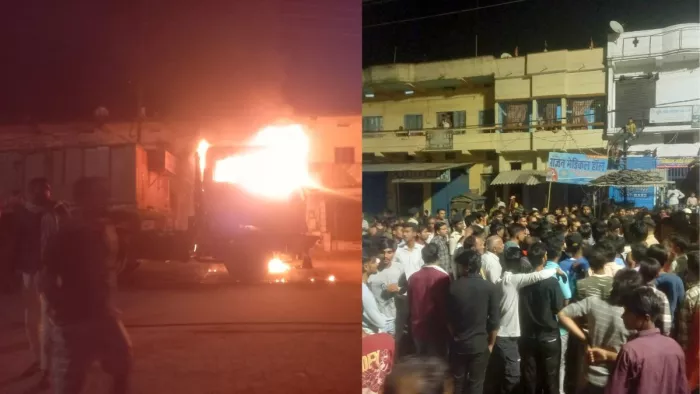 भोजपुर के पीरो में सड़क जाम कर हंगामा करते लोग। (जागरण फोटो)