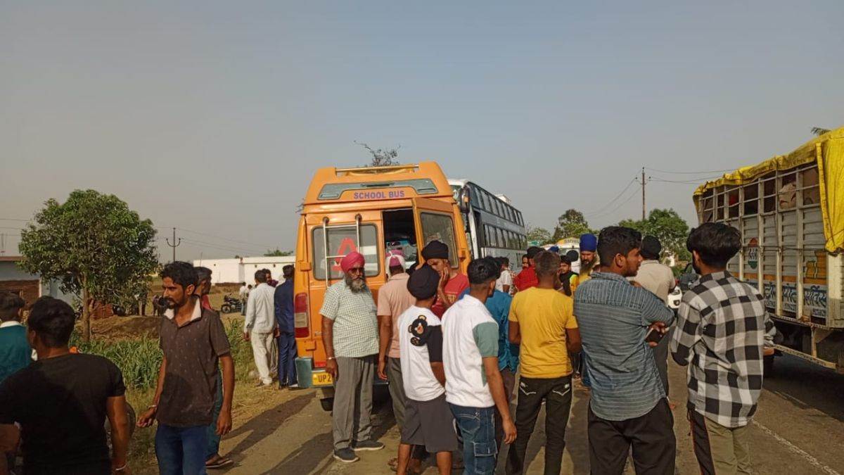 school bus collides with another vehicle on pilibhit basti national highway more than half a dozen children injured