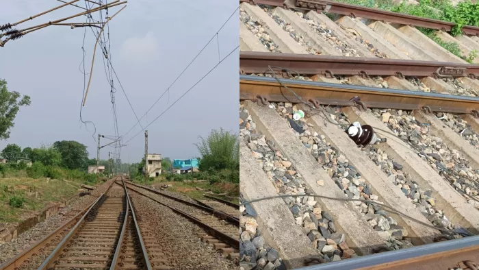 नीलांचल एक्सप्रेस के ऊपर टूटकर गिरा ओवरहेड तार, दो यात्री की हालत गंभीर (फोटो- जागरण)