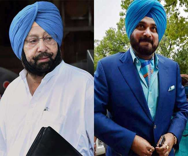 पंजाब के मुख्‍यमंत्री कैप्‍टन अमरिंदर सिंह और पूर्व कैबिनेट मंत्री नवजोत सिंह सिद्धू। (फाइल फोटो)