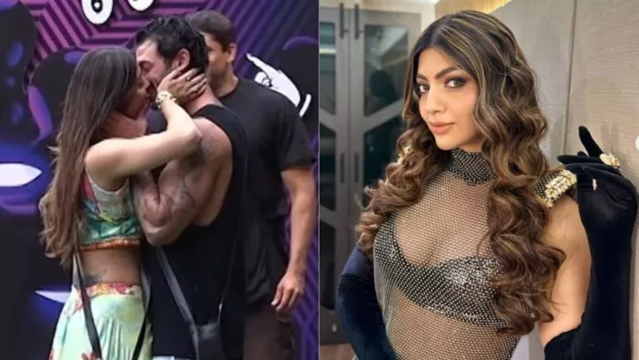 Akanksha Puri and Jad Hadid Kiss (Left) and File Photo of Akanksha Puri (Right)