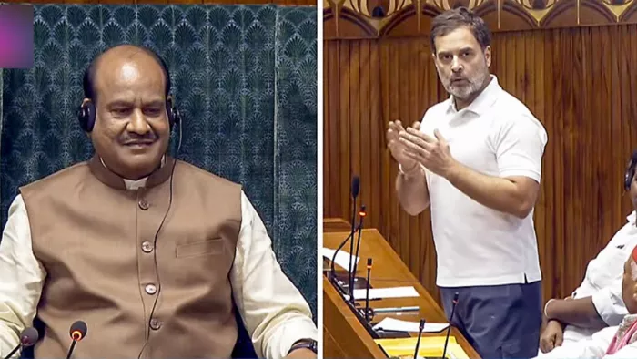 लोकसभा में विपक्ष के नेता राहुल गांधी ने स्पीकर ओम बिरला पर सोमवार को सदन में तीखी टिप्पणी की।