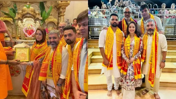 Akelli Cast including Nushrratt Bharuccha and others in Siddhivinayak Temple