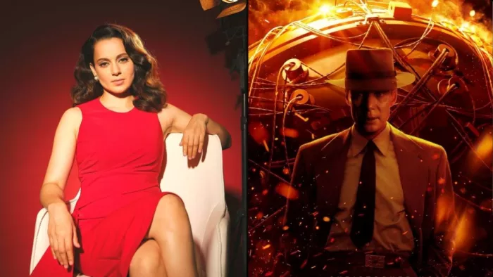 File Photo of Kangana Ranaut and Film Oppenheimer Poster