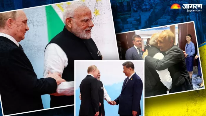 पीएम मोदी- चिनफिंग और पुतिन की मुलाकात पर टिकीं रहीं दुनिया की नजर। (फोटो- जागरण ग्राफिक्स)