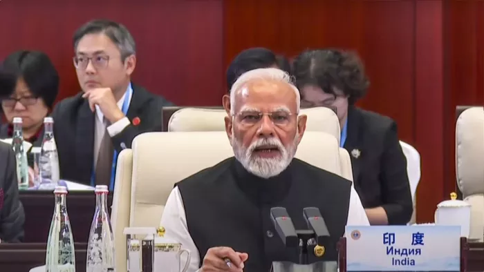 पीएम मोदी ने एससीओ शिखर सम्मेलन को किया संबोधित। (फोटो- एएनआई)