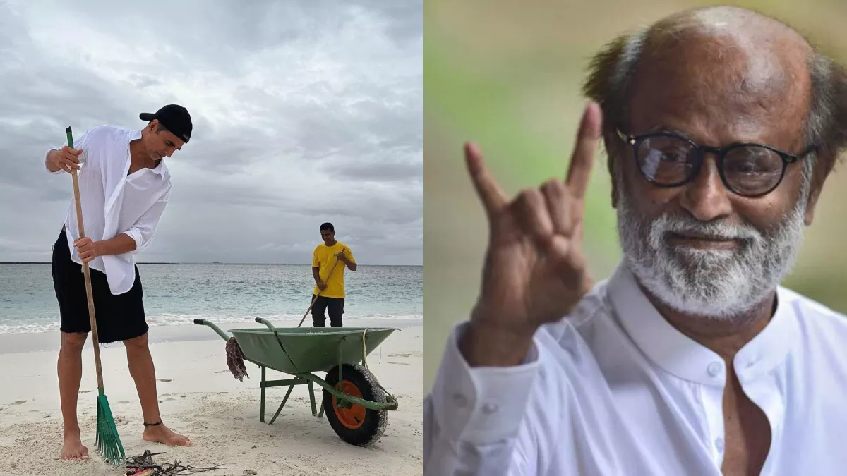 Akshay Kumar और Rajinikanth ने स्वच्छता अभियान का किया सपोर्ट, 'बीच' पर लगाई झाड़ू - Akshay Kumar and Rajinikanth supported the Swachhata Abhiyan
