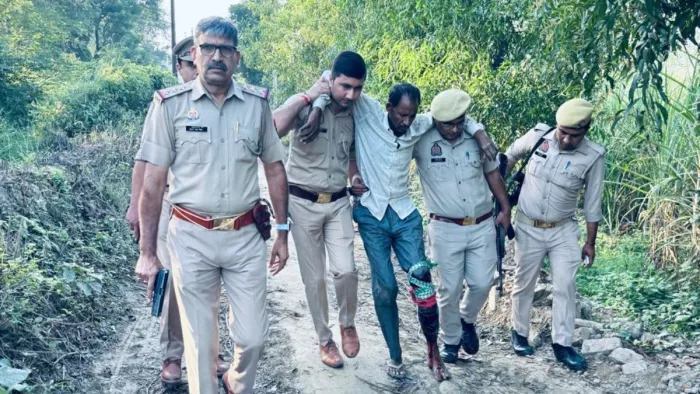 बरेली पुलिस ने मुठभेड़ में गिरफ्तार किए आरोपित।