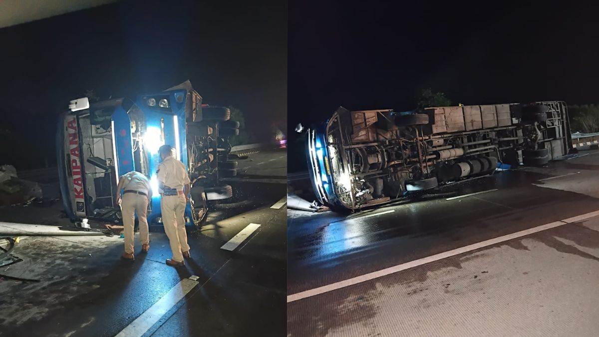 double decker bus overturns on yamuna expressway 13 injured