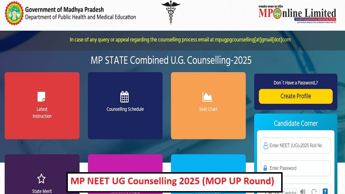 mp neet ug counselling 2025 registration for mp neet ug mop up round begins check full schedule here