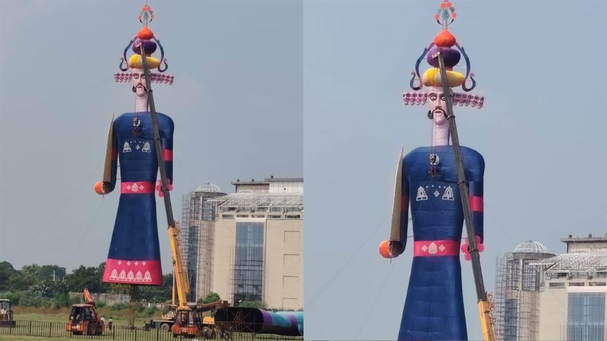 panchkoola giant ravana effigy ready for burning at dussehra festival trending news