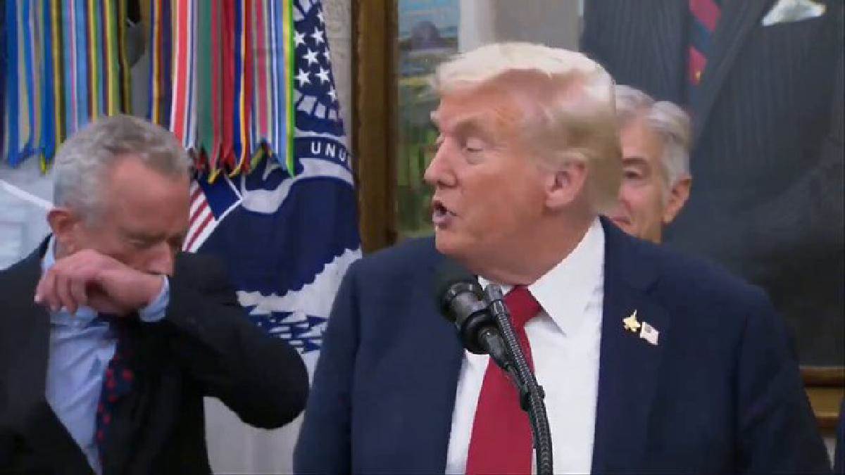 donald trumps viral video jokes about covid after health secretary robert kennedy sneeze