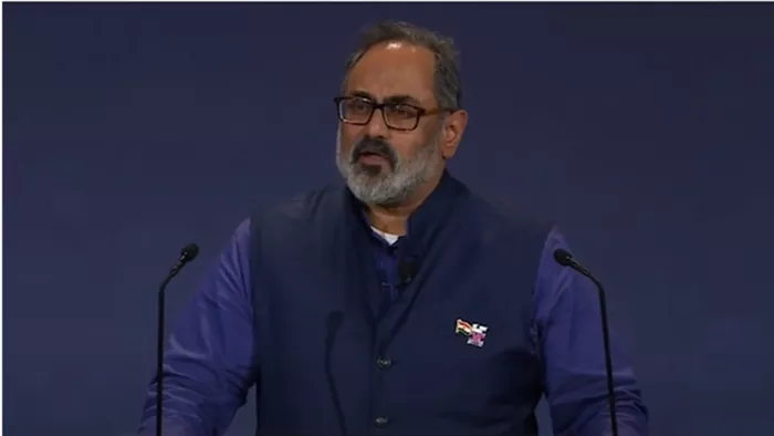 'एआई सेफ्टी समिट' में सूचना प्रौद्योगिकी मंत्री राजीव चंद्रशेखर ने हिस्सा लिया।(फोटो सोर्स: सोशल मीडिया)