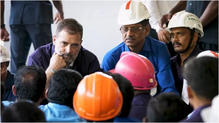 राहुल गांधी ने सिंगरेनी कोयला खदानों के श्रमिकों से की बातचीत (Image: X/@RahulGandhi)