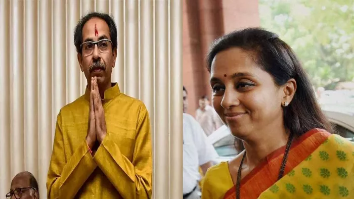 महाराष्ट्र के पूर्व मुख्यमंत्री उद्धव ठाकरे और एनसीपी की सांसद सुप्रिया सुले की फाइल फोटो।