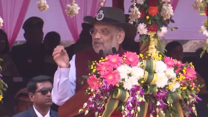 फोटो: गृह मंत्री अमित शाह समारोह को संबोधित करते हुए।