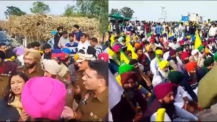 किसानों ने मांगों को लेकर जालंधर-पठानकोट हाईवे पर लगाया जाम, फोटो जागरण
