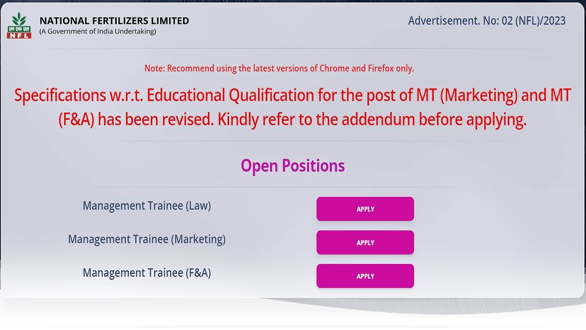 nfl mt recruitment 2023 application process closing today december 1 submit online form at careers nfl co in