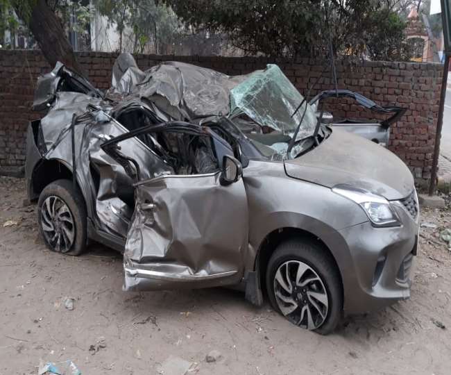 high speed car collides with tree in meerut three youths killed two injured
