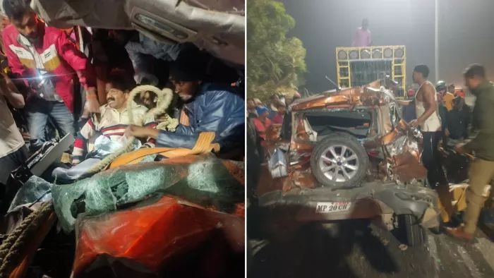 हादसे के बाद हाइवे पर लगभग चार किलोमीटर लंबा जाम लगा हुआ है।