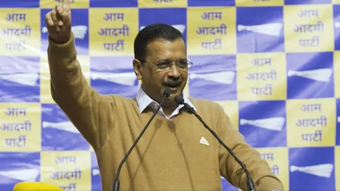 आप दफ्तर में सीएम केजरीवाल और भगवंत मान का कार्यकर्ताओं को संबोधन।