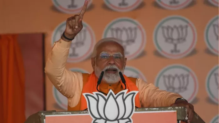 आरके पुरम में रैली को संबोधित करते प्रधानमंत्री नरेंद्र मोदी। फोटो सौ.- ध्रुव कुमार