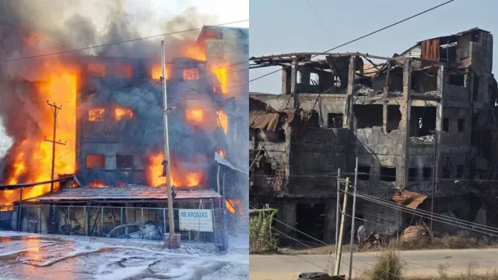 एनआर एरोमा उद्योग आगजनी के दिन व आज की तस्वीर