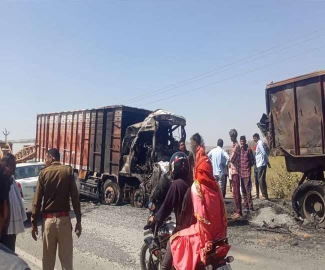 ncr road accident sonipat dumper driver burnt alive in an accident in narnaul