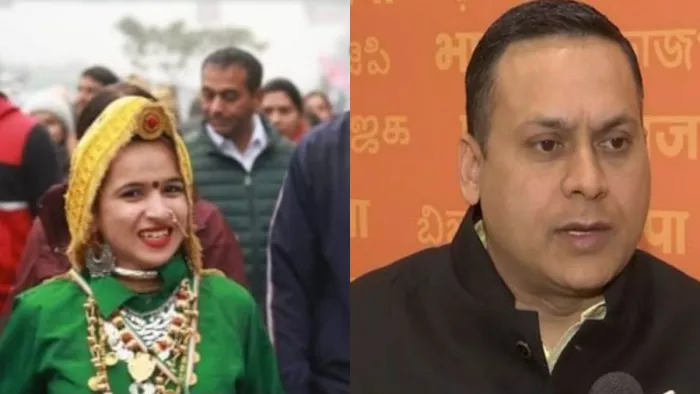 हरियाणवी वेशभूषा में हिमानी नरवाल और बीजेपी नेता अमित मालवीय। फाइल फोटो