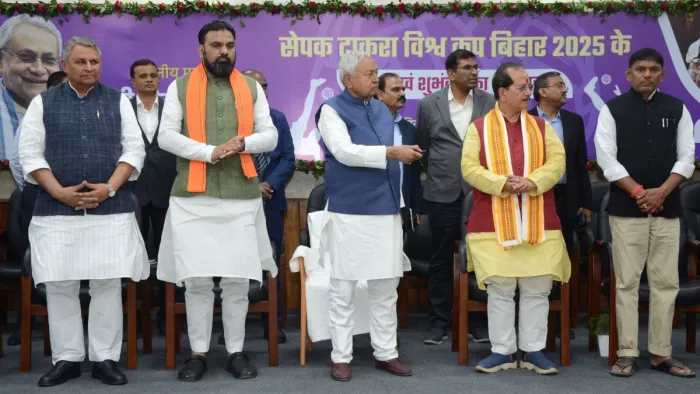 सीएम नीतीश कुमार और बिहार के अन्य एनडीए नेता। फाइल फ़ोटो