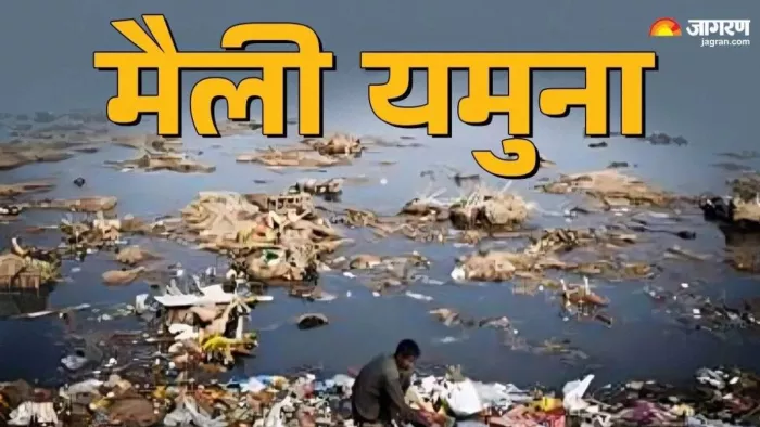 आईटीओ के समीप यमुना में गंदगी के साथ बहता काला पानी। फोटो- जागरण ग्राफिक्स
