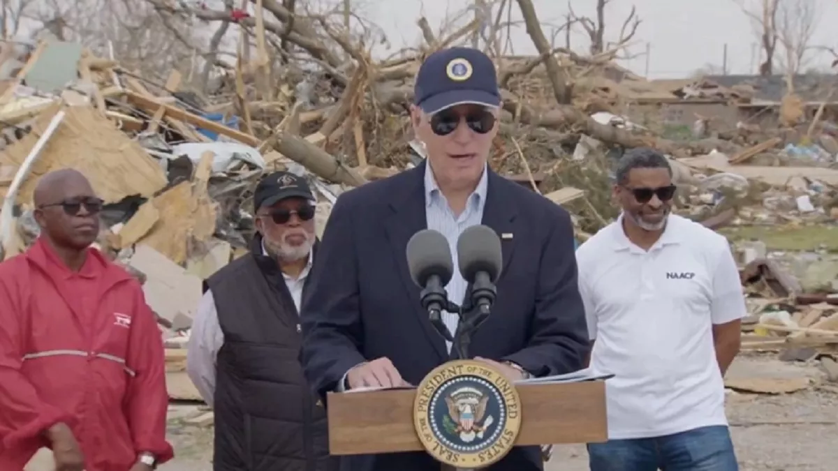 VIDEO: अमेरिकी राष्ट्रपति जो बाइडन टोरनाडो से प्रभावित शहर का नाम भूले, Fork को कहा Stone