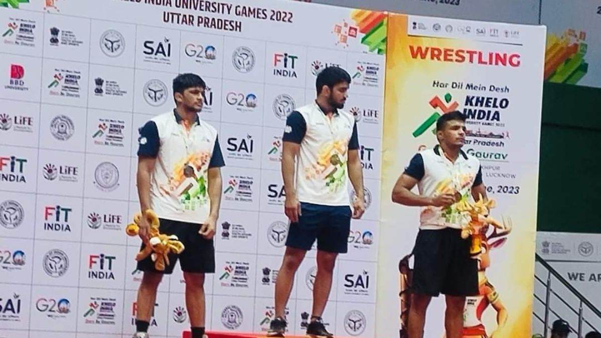 jv college wrestlers dominate in khelo india university games three medals including two gold
