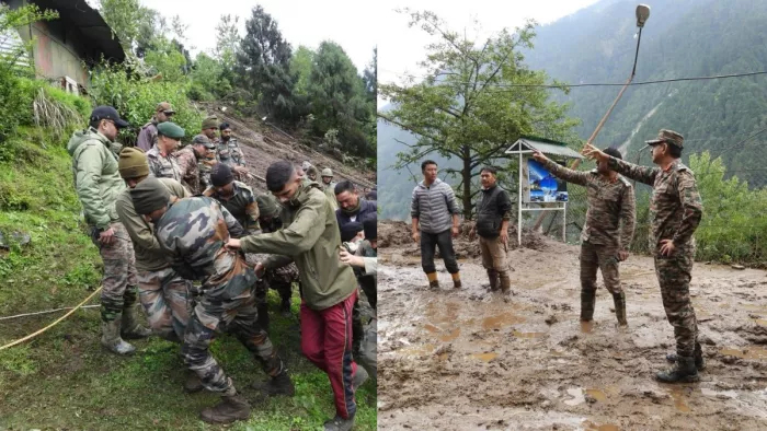 सिक्किम में लैंडस्लाइड से मची तबाही (फोटो-पीटीआई)